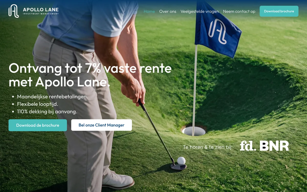 Website van Apollo Lane, investeren met een vaste rente