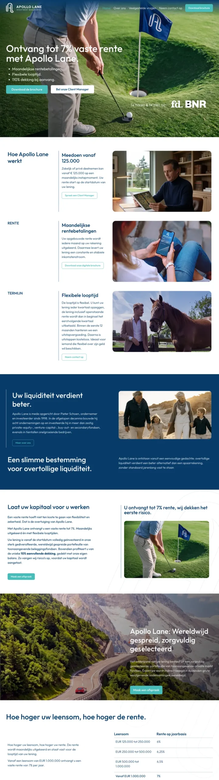 Opgeleverde website van Apollo Lane