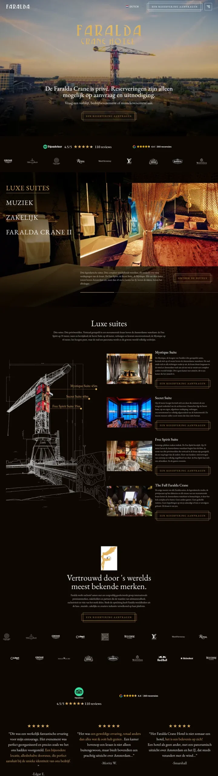 Website van Faralda Crane Hotel, gemaakt door De Digitale Timmerman