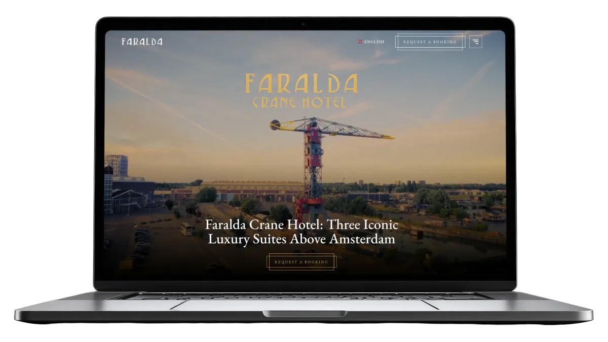 Website van Faralda Crane Hotel, gemaakt door De Digitale Timmerman