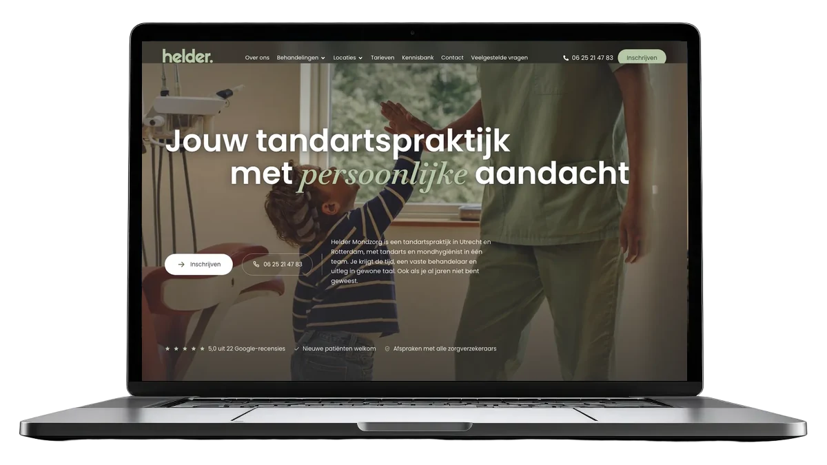 Website van Helder Mondzorg, gemaakt door De Digitale Timmerman