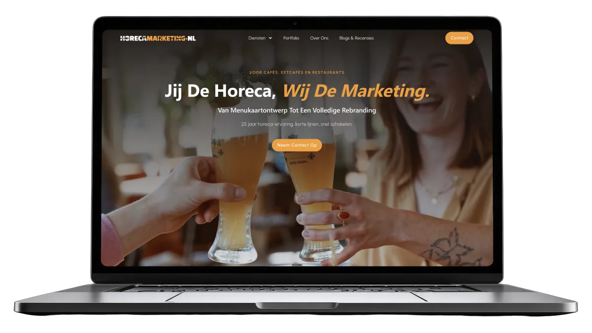 Website van Horeca Marketing, gemaakt door De Digitale Timmerman