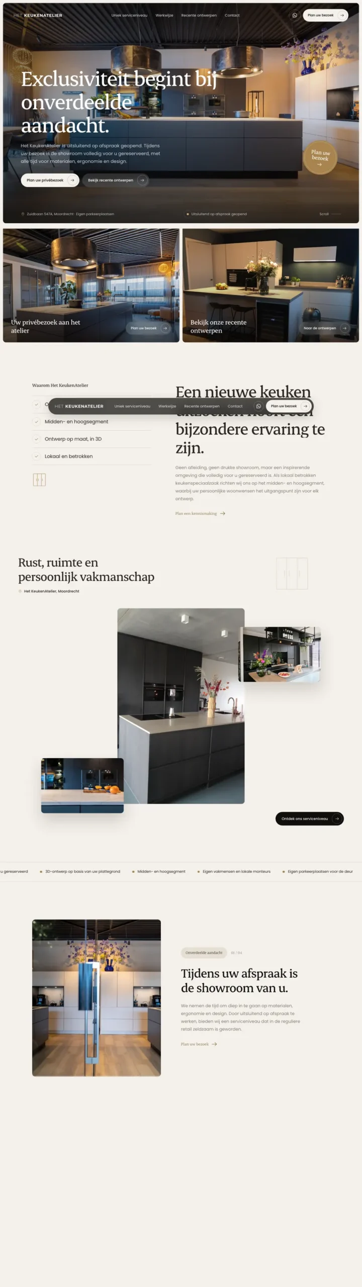 De volledige homepage van Het KeukenAtelier, gemaakt door De Digitale Timmerman