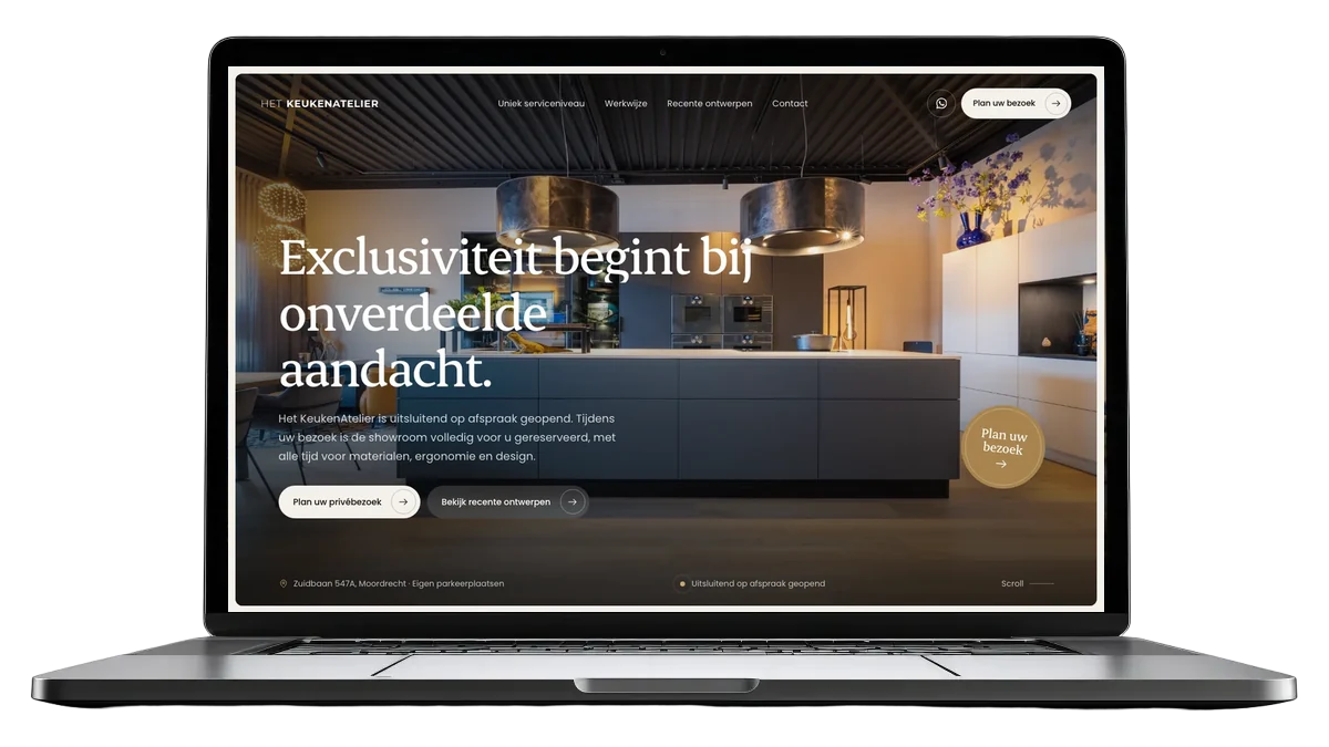 Website van Het KeukenAtelier, gemaakt door De Digitale Timmerman