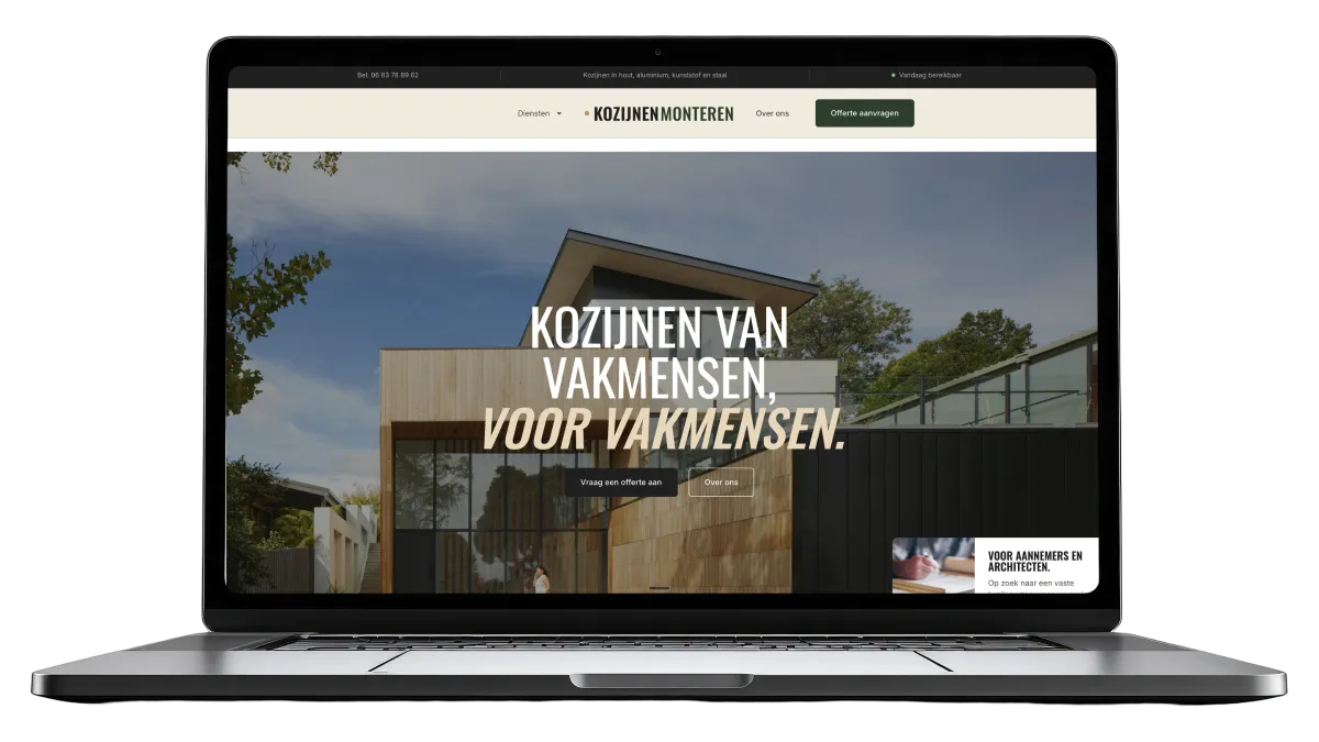 Website van Kozijnen Monteren, gemaakt door De Digitale Timmerman