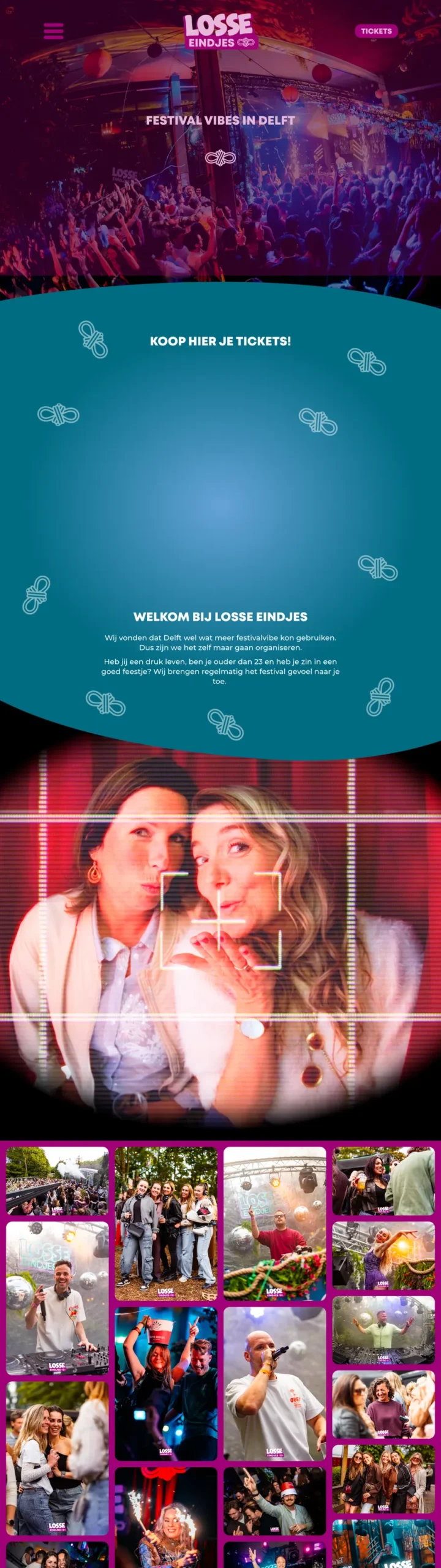 De volledige homepage van Losse Eindjes, gemaakt door De Digitale Timmerman