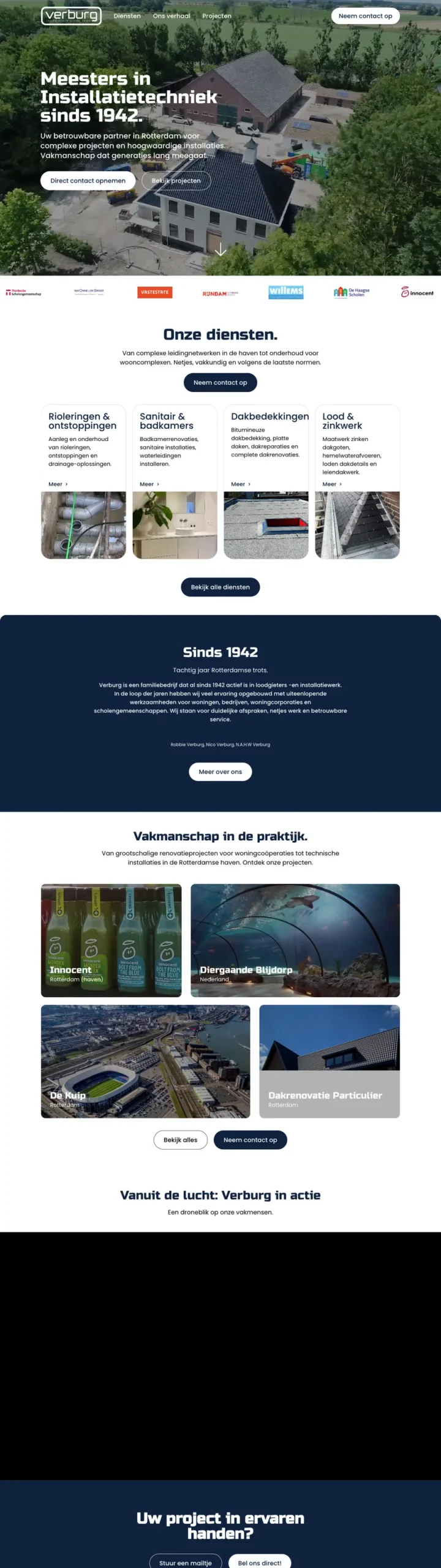 De volledige homepage van Verburg Loodgieters, gemaakt door De Digitale Timmerman